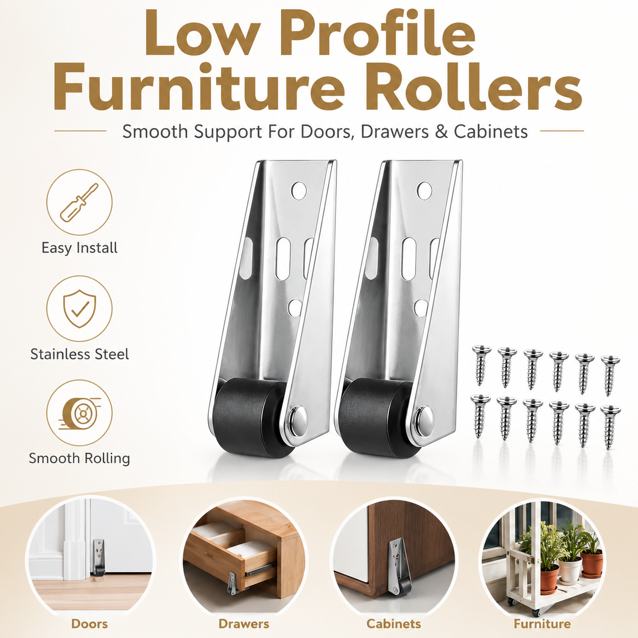 🔥 50K+ Sold! Mini Caster Wheels – Fix Sagging Doors & Move Furniture Easily ✨