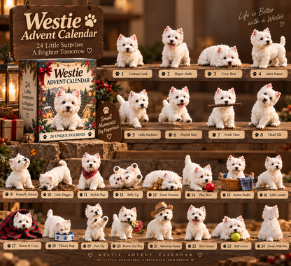 🐾 24-Day Westie Figurine Set - Cute Dog Advent Countdown Collection