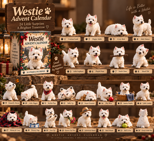 🐾 24-Day Westie Figurine Set - Cute Dog Advent Countdown Collection