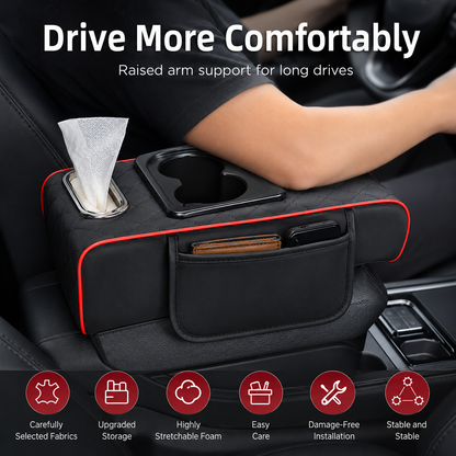 ✨ All-in-One Car Armrest Organizer – Cup Holder, Tissue Box & Side Storage