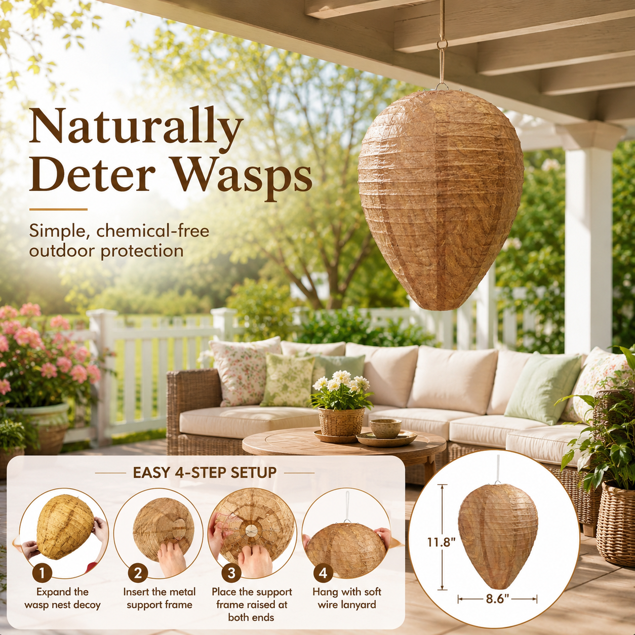 Wasp Nest Decoy 🐝 Natural Outdoor Repellent