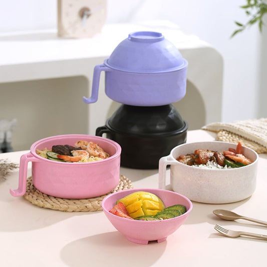 🍜 Microwavable Wheat Straw Ramen Bowl Set With Utensils 🥢