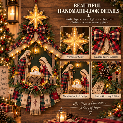 ⏳ Last Day 50% OFF – DIY Lighted Christmas Nativity Scene Door Hanging Kit 🎄
