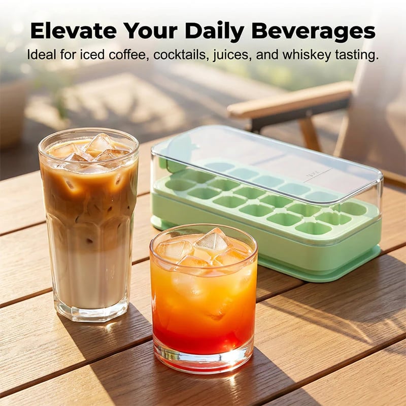 🧊 21-Cube Press-Type Ice Cube Tray With Lid – Easy Fill, Covered Freezer Storage