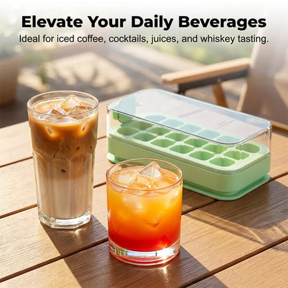 🧊 21-Cube Press-Type Ice Cube Tray With Lid – Easy Fill, Covered Freezer Storage