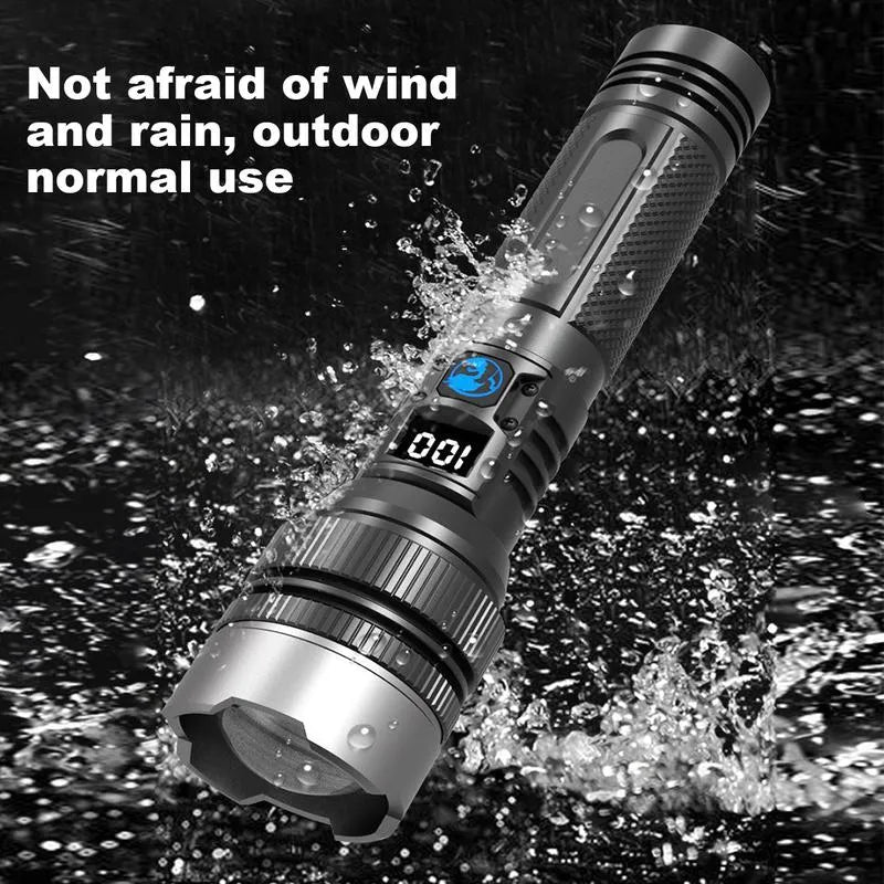🔦 Rechargeable LED Flashlight – Zoom Beam & Power Bank Function 🔋