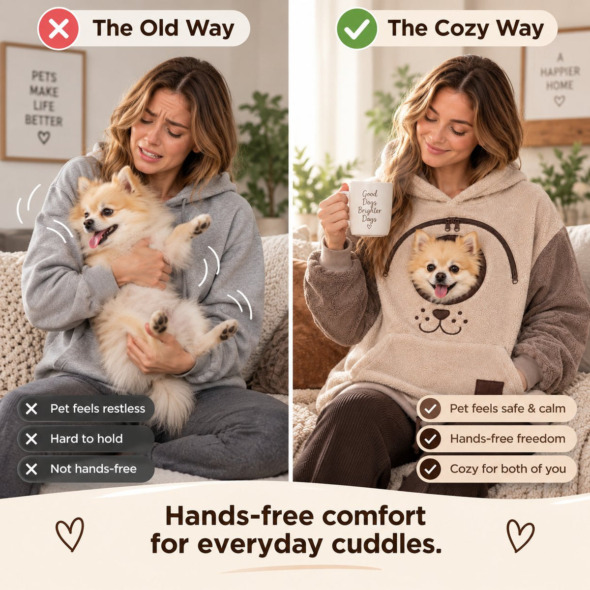 🐾 Cozy Pet Carrier Hoodie – Soft Fleece Cuddle Pouch Sweatshirt for Cats & Small Dogs