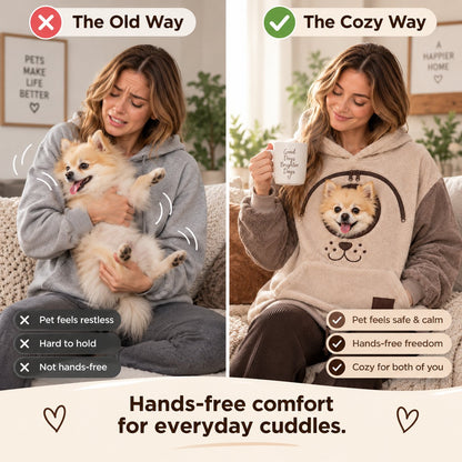 🐾 Pet Carrier Hoodie – Cozy Fleece Pouch for Cats & Small Dogs 🤎