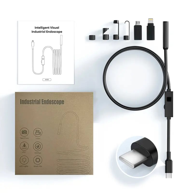 🔍 1920P HD Endoscope Camera 8mm Ultra Slim Probe IP67 Waterproof Borescope 🛠️