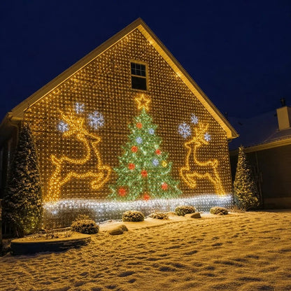 🏡 Architectural Dynamic Mesh Christmas Wall Light – Outdoor Animated Facade Display ✨