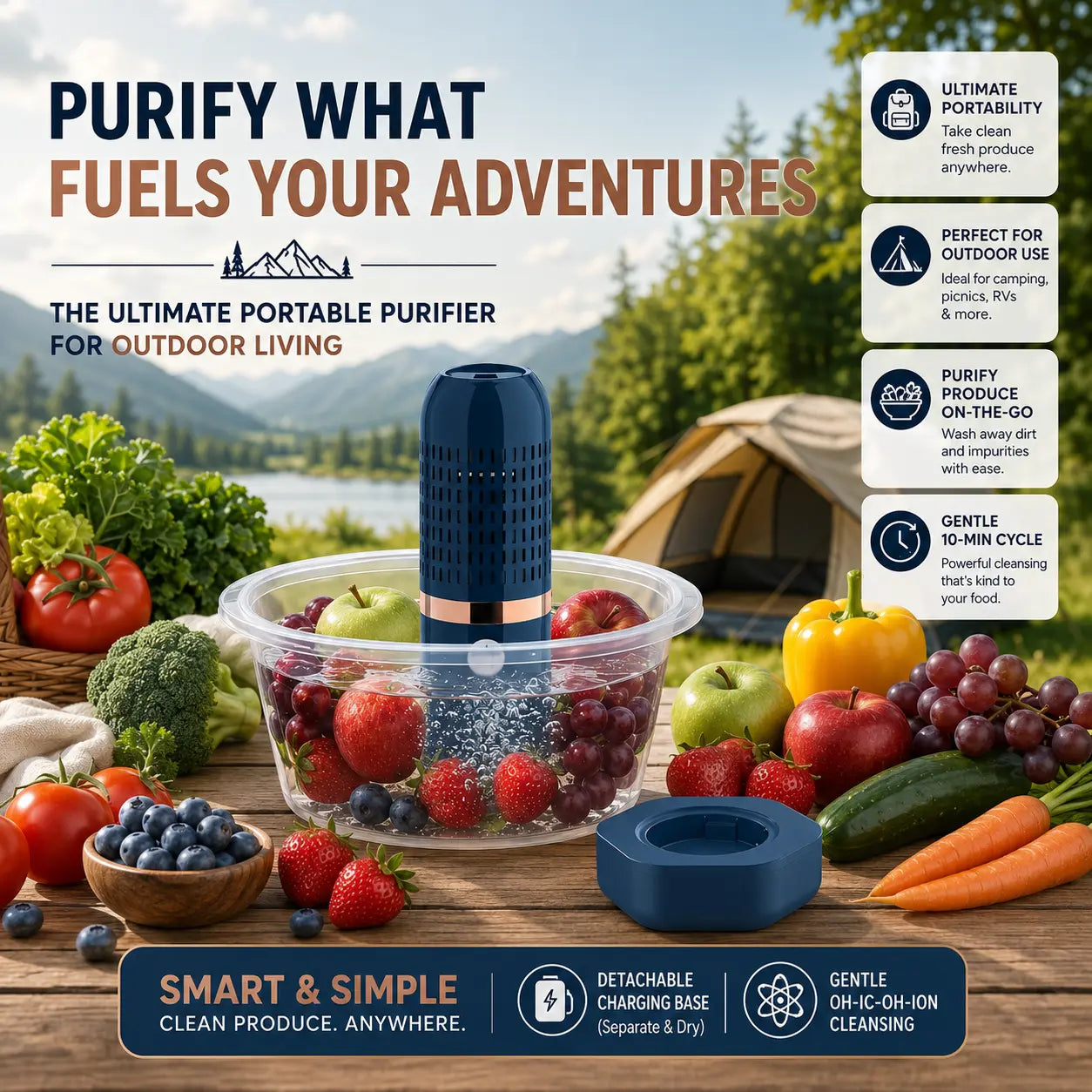 🥦 Portable Electrolysis Produce Cleaner – 10-Min Fruit & Veggie Wash