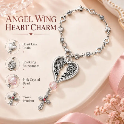 💗 50% OFF Angel Wing Heart Car Charm with Cross & Pink Crystal