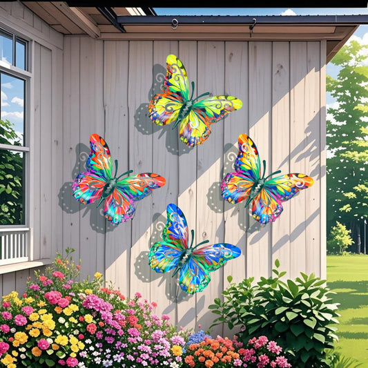 🦋 4PCS Butterfly Metal Wall Art Set – Add Color & Charm Instantly