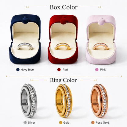 💍 Rotating Anxiety Spinner Ring with Cubic Zirconia & Titanium Steel ✨