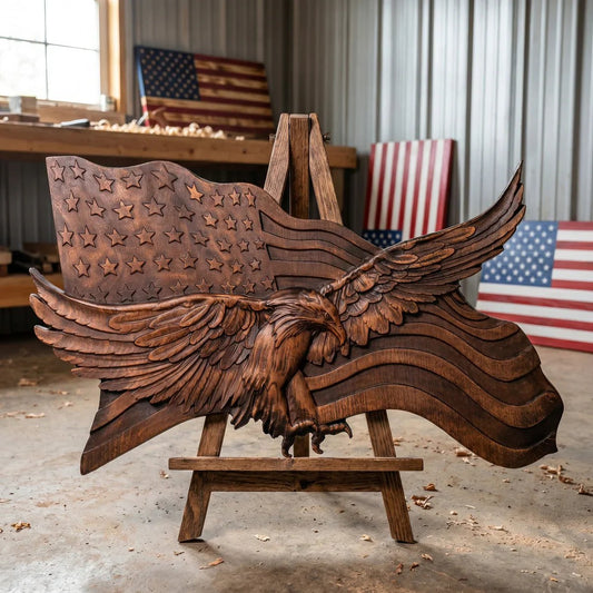 Wings of Freedom Handmade Wooden American Flag Wall Decor