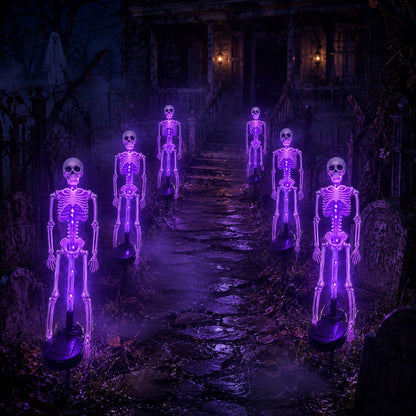 💜 Solar Light-Up Skeleton Yard Stake – Purple Glow Halloween Outdoor Decor 👻