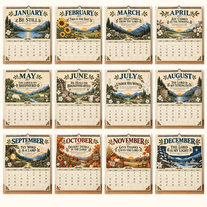 📖 2027 Psalms of Comfort & Strength Wall Calendar – 12-Month Scripture Art ✝️