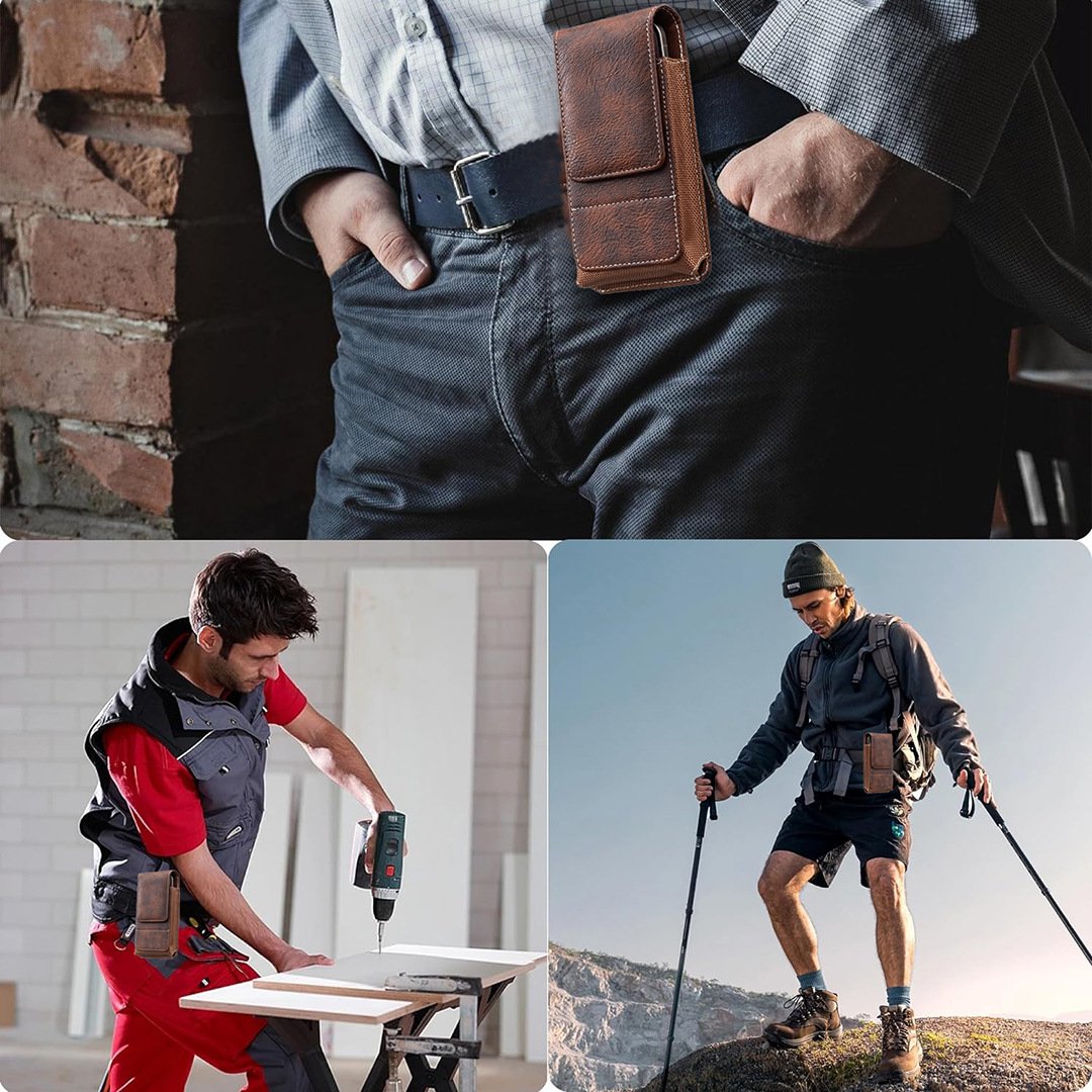 🏆 Last Day Special Price ! 🔥Waist Belt Cell Phone Pouch 📱 Multi-Pocket Leather Holster with Card Holder