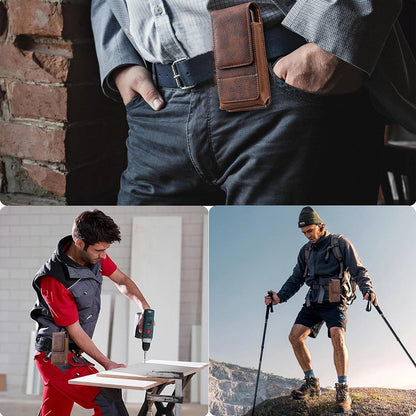 🏆 Last Day Special Price ! 🔥Waist Belt Cell Phone Pouch 📱 Multi-Pocket Leather Holster with Card Holder