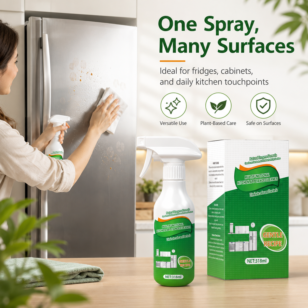 Kitchen and Bathroom Cleaner: Cleans, Removes Stains, and Eliminates Grime
