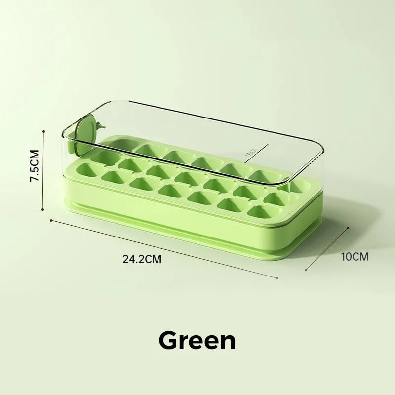🧊 21-Cube Press-Type Ice Cube Tray With Lid – Easy Fill, Covered Freezer Storage