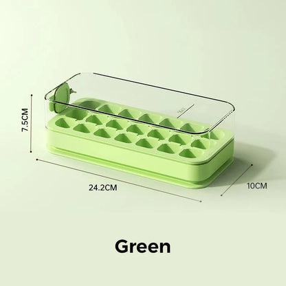 🧊 21-Cube Press-Type Ice Cube Tray With Lid – Easy Fill, Covered Freezer Storage
