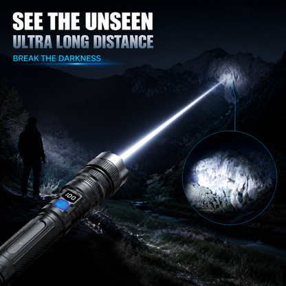 🔦 Rechargeable LED Flashlight – Zoom Beam & Power Bank Function 🔋