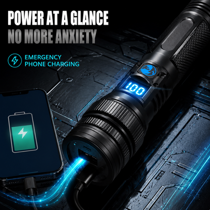 🔦 Rechargeable LED Flashlight – Zoom Beam & Power Bank Function 🔋