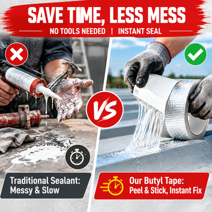 🛠️ Waterproof Self-Adhesive Butyl Repair Tape with Foil Backing 💧