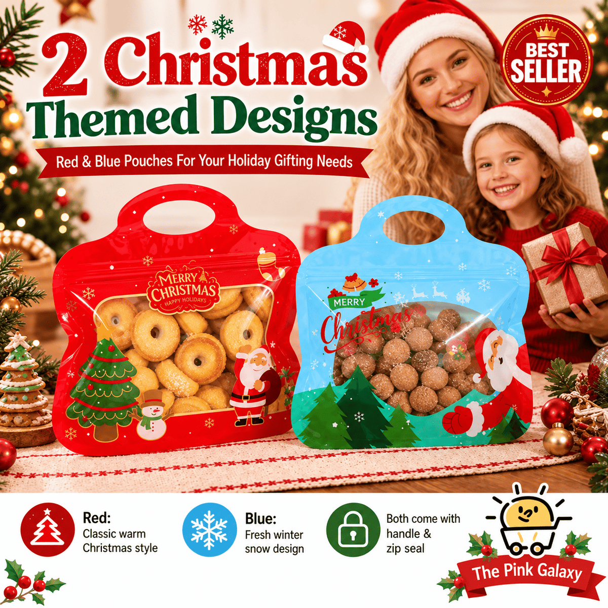 💖LAST DAY SALE 50% OFF!!🎁🎄 Christmas Self-Seal Treat Bags – Santa & Snowman Gift Bags 🎅