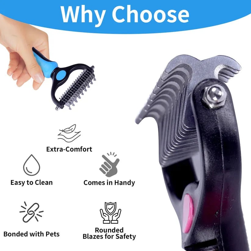 🐾 Double-Sided Pet Grooming Brush – Hurtless Undercoat Rake for Dogs & Cats ✨