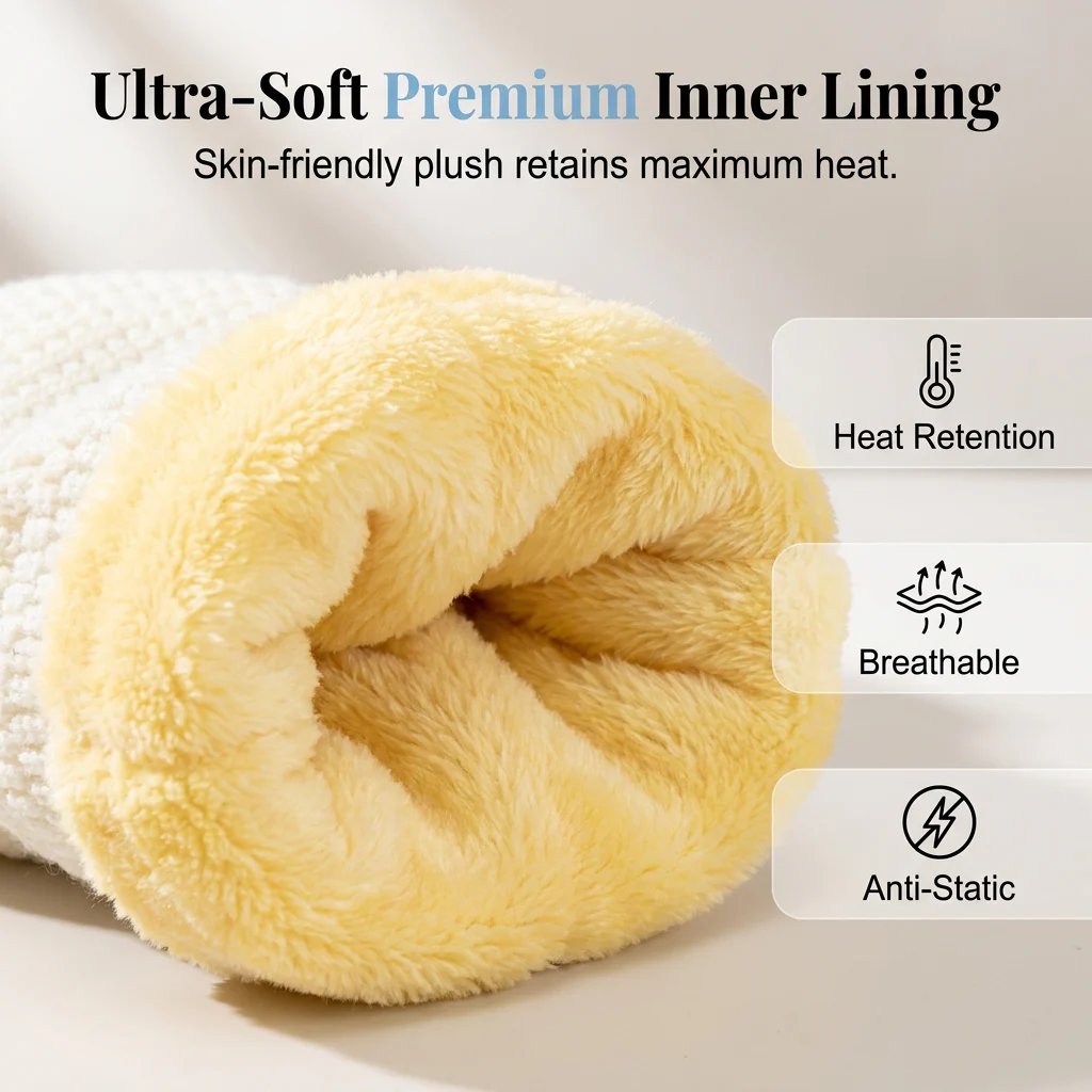 ❄️ 3-in-1 Winter Beanie – Plush Hat, Face Cover & Neck Warmer 🧣