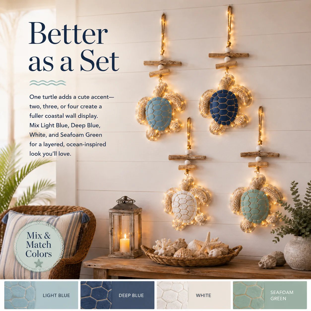 🐢✨ Glowing Sea Turtle Wall Art – Coastal Ocean Decor