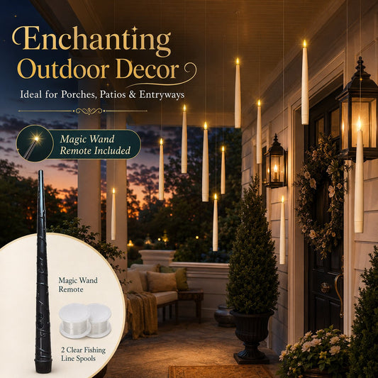 ✨ Floating LED Candles with Wand Remote | Flameless Hanging Candle Set🪄