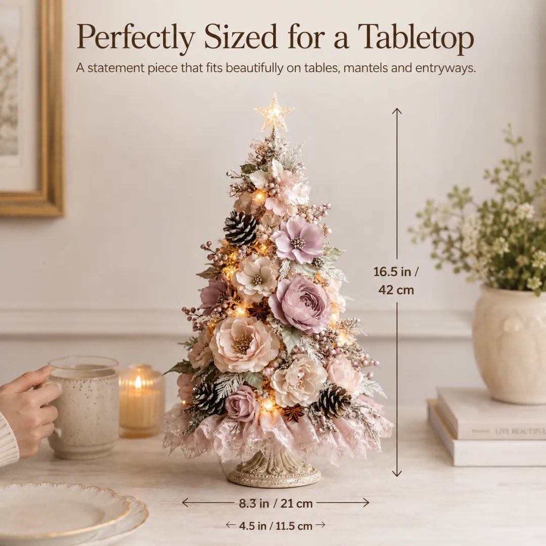🎄Blush Bloom Pre-Lit Tree – Bring a Little Romance to Christmas