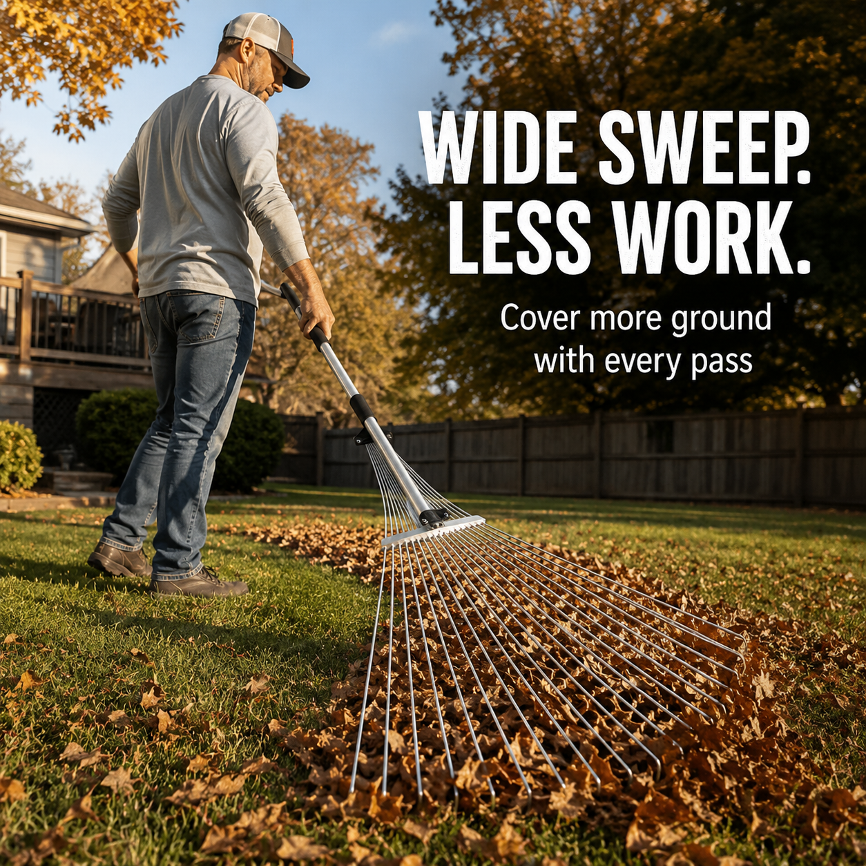 Deciduous Metal Rake for Landscaping and Farming, Telescopic Grass Rake for Home Use