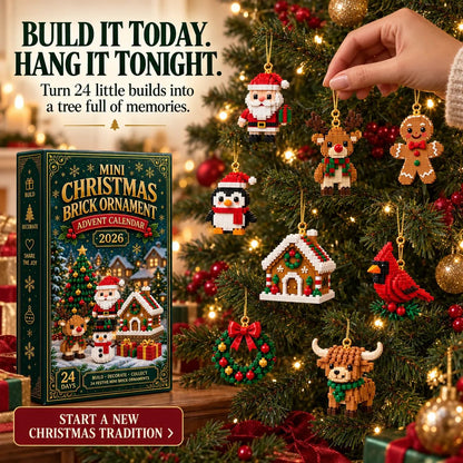 🎄🧱 Build & Hang Christmas Countdown – 24 Mini Holiday Brick Ornaments