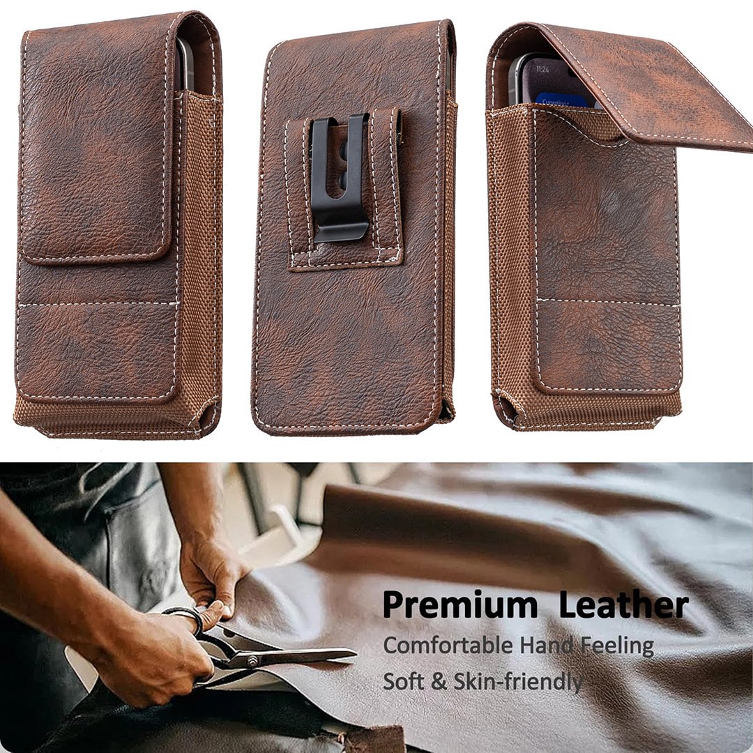 🏆 Last Day Special Price ! 🔥Waist Belt Cell Phone Pouch 📱 Multi-Pocket Leather Holster with Card Holder