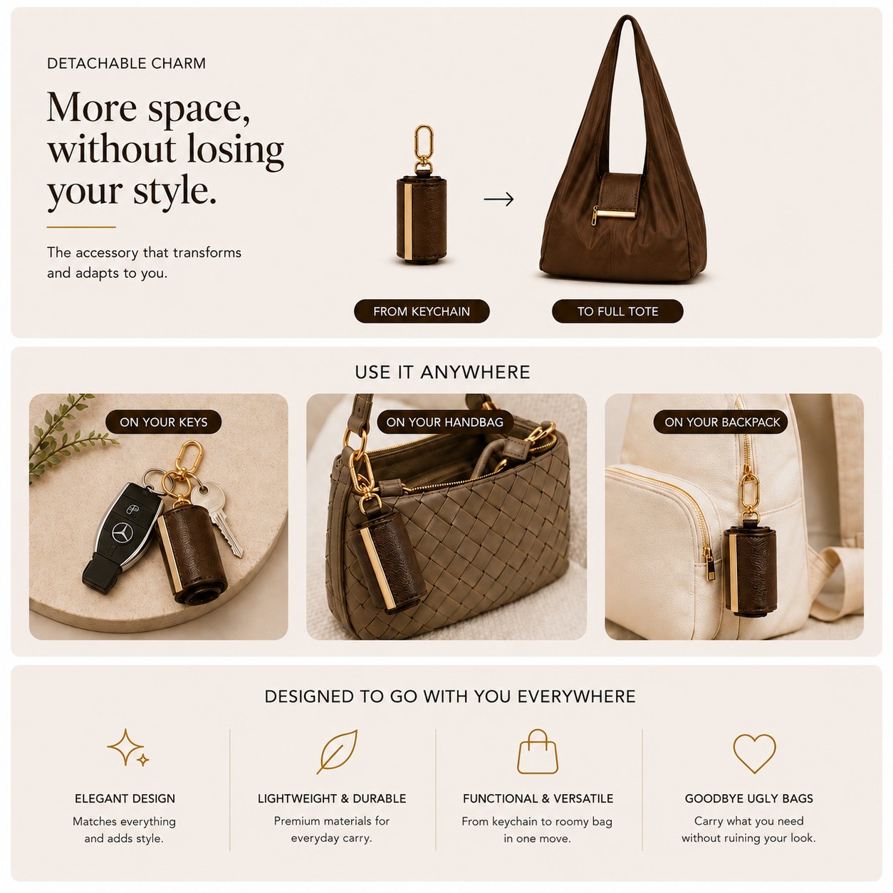 💞50K+ SOLD!🔥Secret Carry Foldable Tote Charm Bag👜