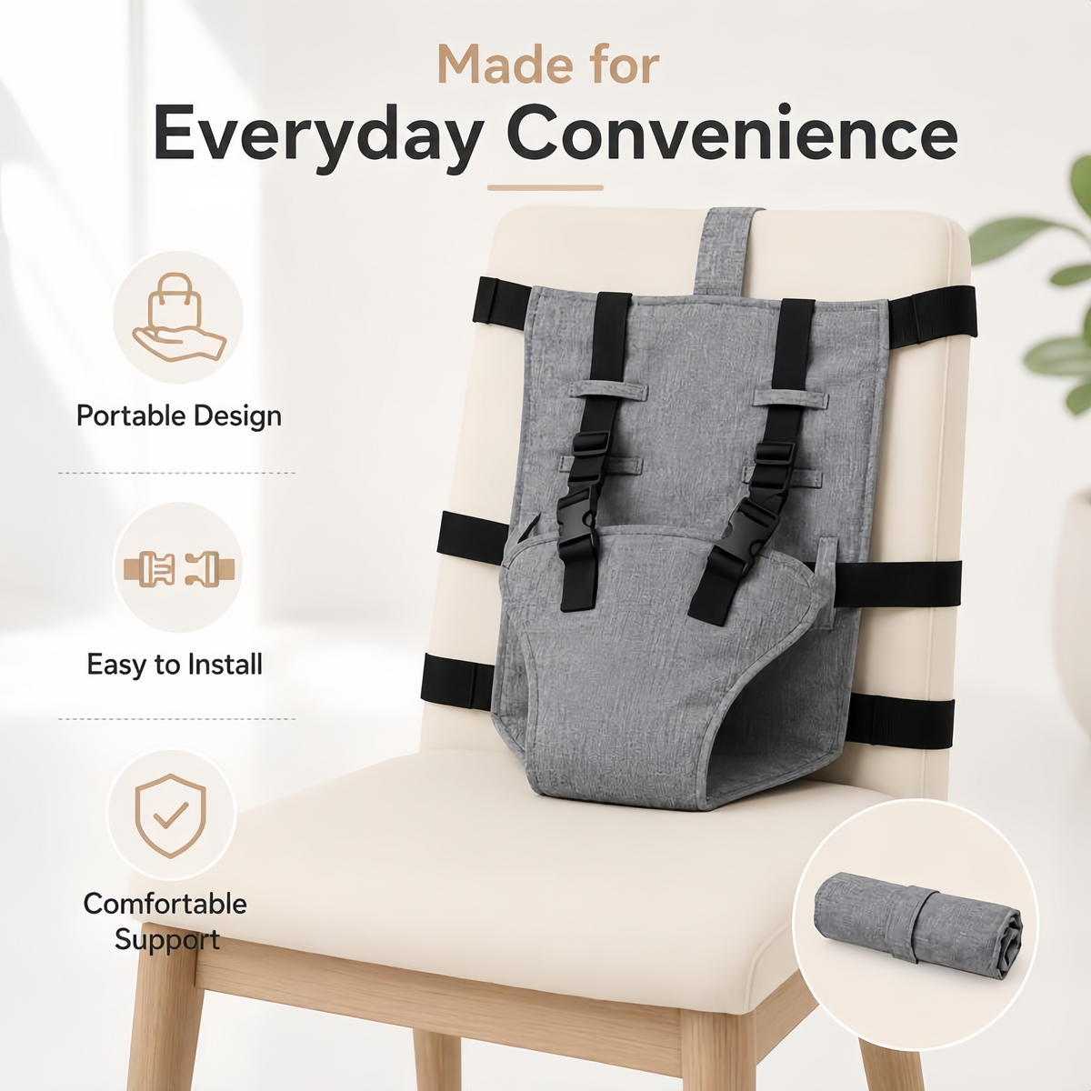👶 Portable Travel High Chair Harness – Compact Booster Seat 🍽️