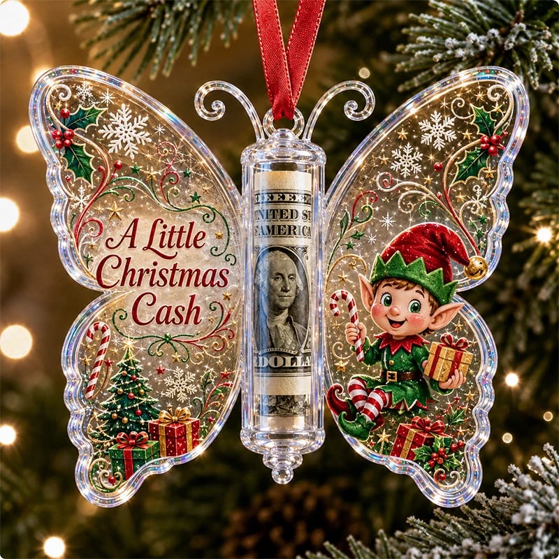 🔥LAST DAY 50% OFF🎄Christmas Cash Gift Butterfly Ornament🦋 – Holiday Money Holder Keepsake💵✨