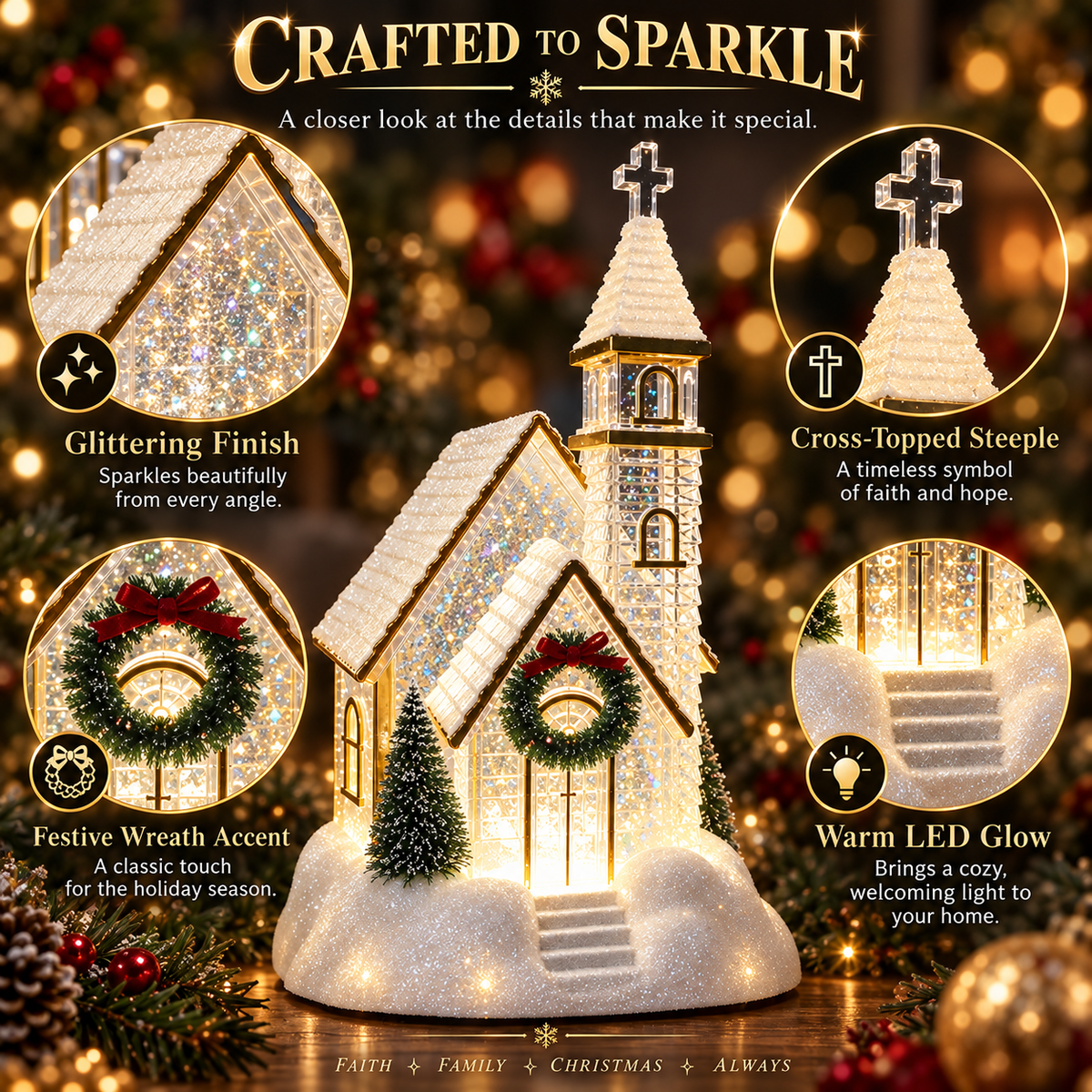 🎄 Enchanted Musical Snowfall Christmas Lantern with Glowing Lights