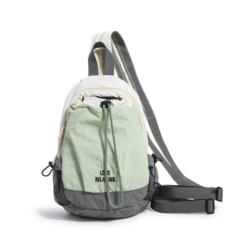 🎒Unisex Color Block Mini Backpack – Lightweight Water-Resistant Nylon Daypack