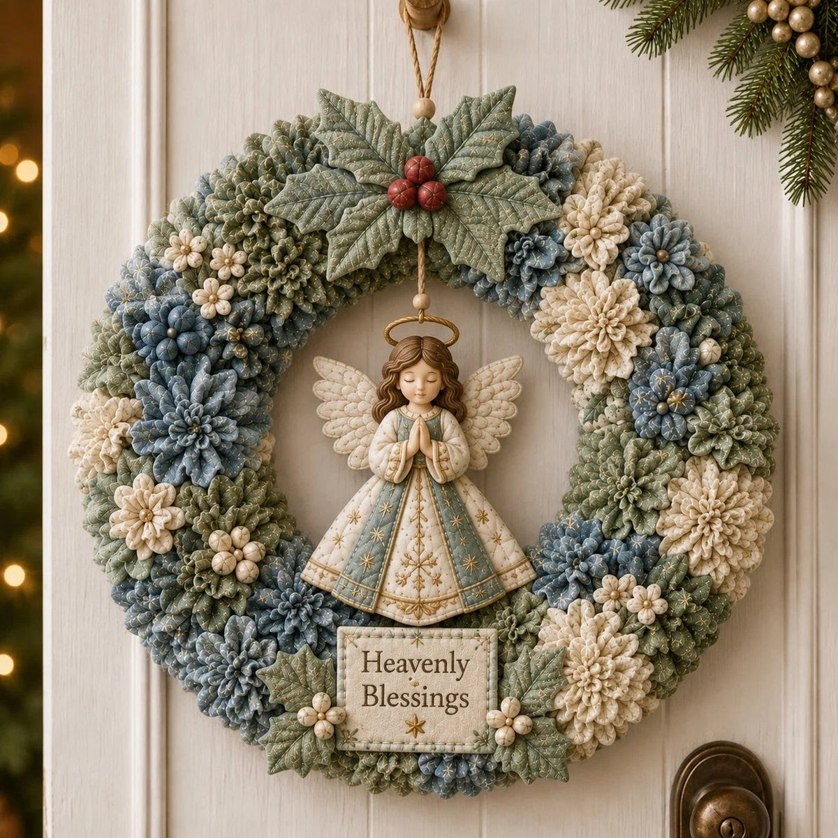 🏆Limited Time Sale 49% OFF🎄 DIY 3D Christmas Fabric Poke-Art Wreath Kit – Holiday Door Decor ✨