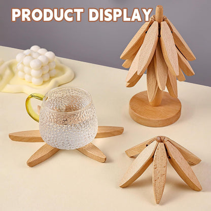 🌳 5-In-1 Foldable Bamboo Christmas Tree Trivet Set ♨️