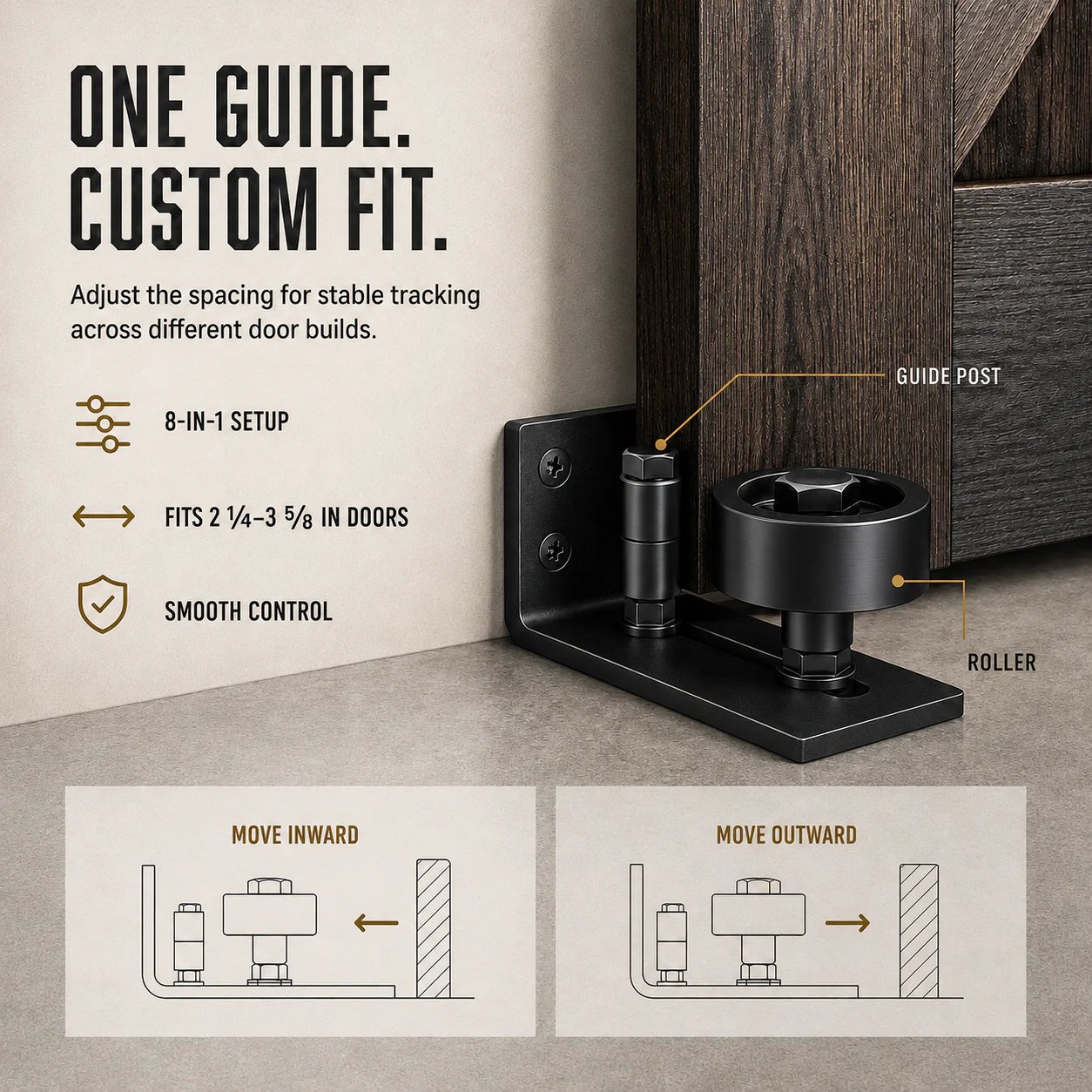 🚪 Adjustable Barn Door Floor Guide – 8-in-1 Steel Sliding Door Bottom Roller