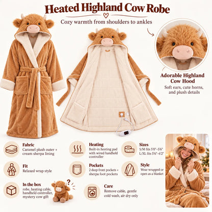 🐮 Cozy Highland Cow Hooded Plush Robe ✨ Your Winter Just Got Fluffier!