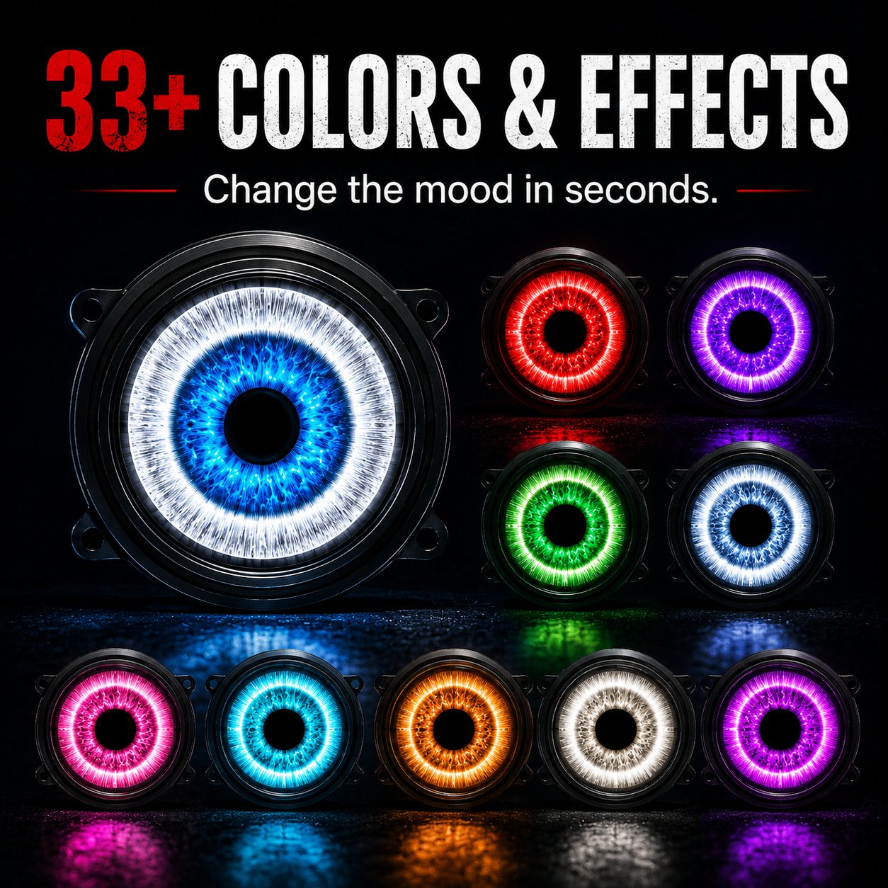 👁️ Demon Eye RGB Headlight Kit – Animated Iris Car Lighting Upgrade