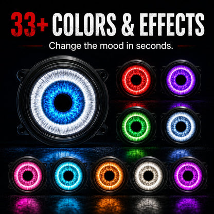 👁️ Demon Eye RGB Headlight Kit – Animated Iris Car Lighting Upgrade
