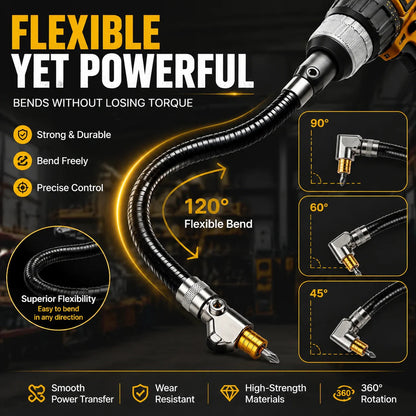 🎁HOT DEAL – Up to 49% OFF🔥🔧 Flexible 90° Right Angle Drill Attachment – Tight Space Driver Adapter